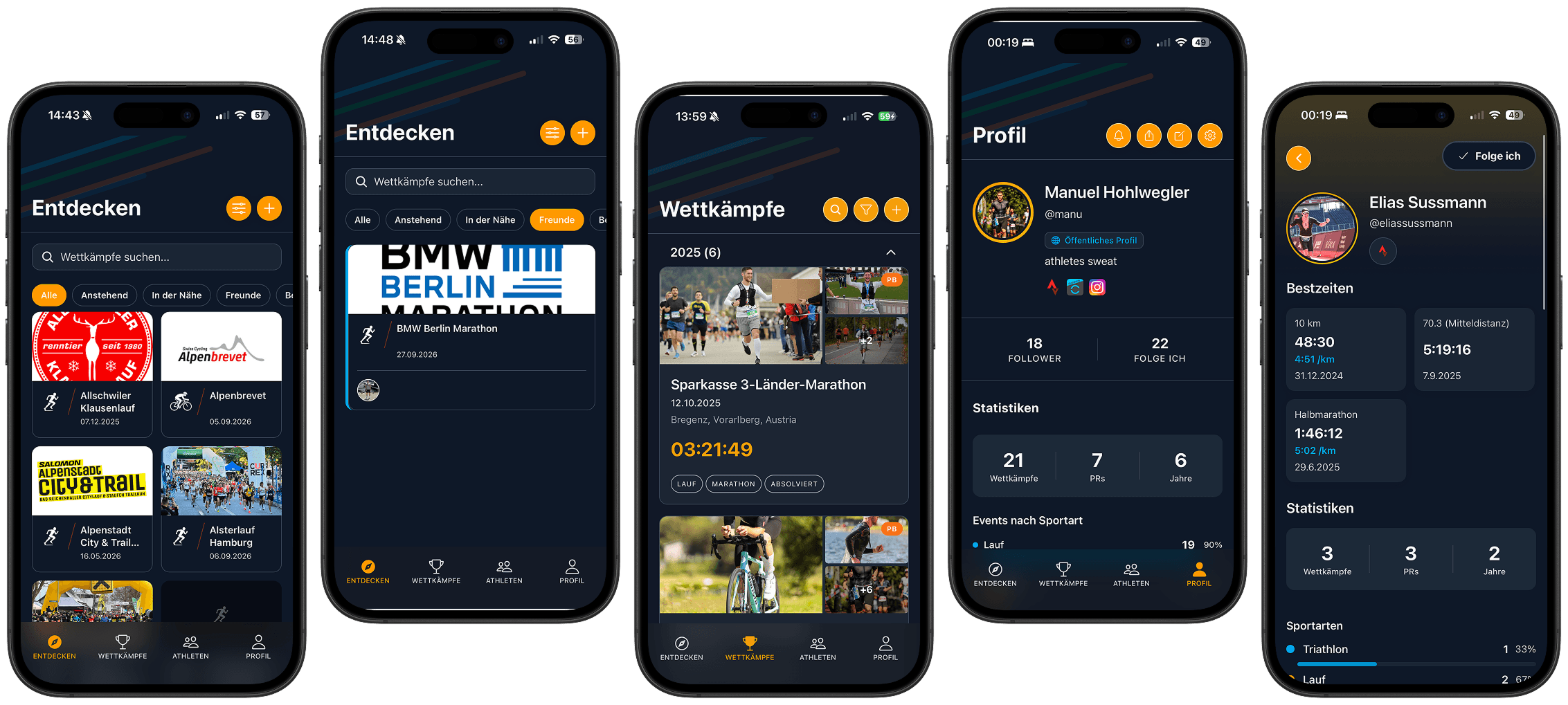 Competitions App Preview - 5 Screens