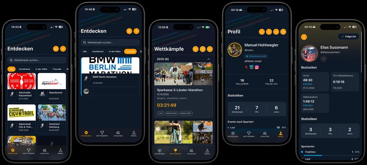 Competitions App Preview - 5 Screens